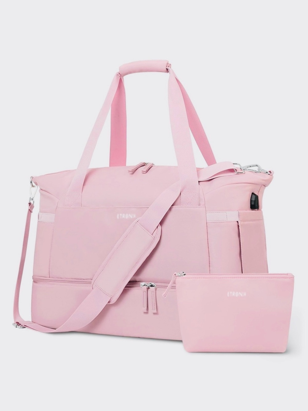 Etronik Pink Travel Duffel Bag with Matching Pouch